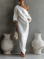 Alice | One-Shoulder Linen Maxi Dress