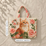 Ainsley | Quilted Tote Bag with a Cat Among Roses