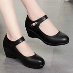 Mirella | Mary-Jane Wedge Shoes with a Decorative Strap