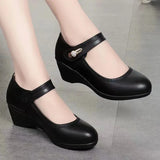Mirella | Mary-Jane Wedge Shoes with a Decorative Strap