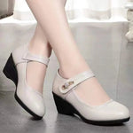 Mirella | Mary-Jane Wedge Shoes with a Decorative Strap