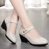 Mirella | Mary-Jane Wedge Shoes with a Decorative Strap