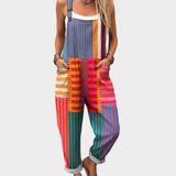 Alice | Women's Bright Artistic Colourful Stripe Overalls
