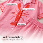 Amaryllis | Lobster Print Shirt and Shorts Set with Scripted Hems