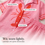 Amaryllis | Lobster Print Shirt and Shorts Set with Scripted Hems