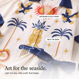 Ambrosine | Sun and Palm Print Shirt and Tie-Waist Shorts Set