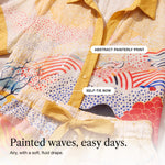Angelique | Abstract Wave Print Shirt and Tie-Waist Shorts Set