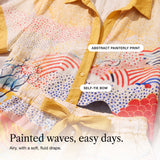 Angelique | Abstract Wave Print Shirt and Tie-Waist Shorts Set