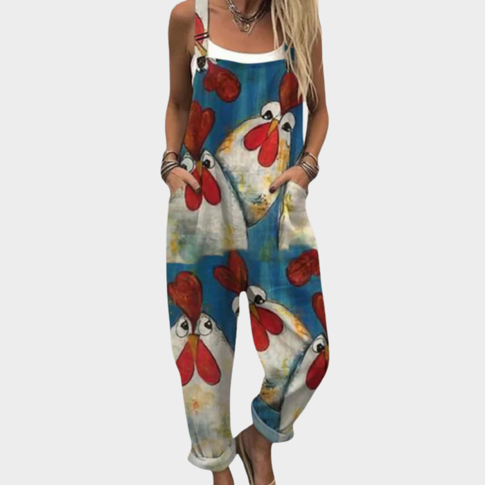 Annabelle | Women's Vibrant Boho Poppy Print Overalls