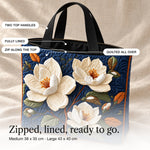 Annalisa | Quilted Tote Bag with Magnolia Blooms