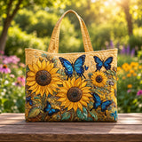 Anne | Quilted Tote Bag with Sunflowers and Butterflies