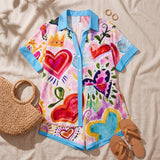 Arsinoe | Watercolour Heart Print Shirt and Shorts Set