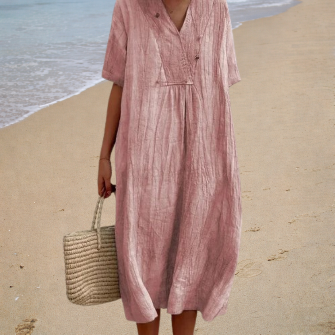 Ashley | Women's Comfortable Summer Dress Pink, photo studio