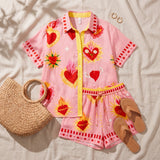 Athenais | Sacred Heart Print Shirt and Shorts Set