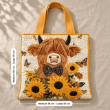 Avril | Quilted Tote Bag with a Highland Cow and Sunflowers