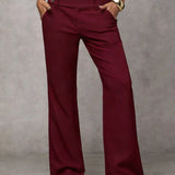 Camille | High-Waisted Wide-Leg Trousers with a Button Waist