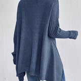 Long Split-Hem Turtleneck Jumper