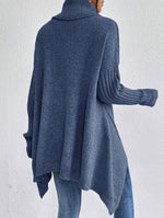 Long Split-Hem Turtleneck Jumper