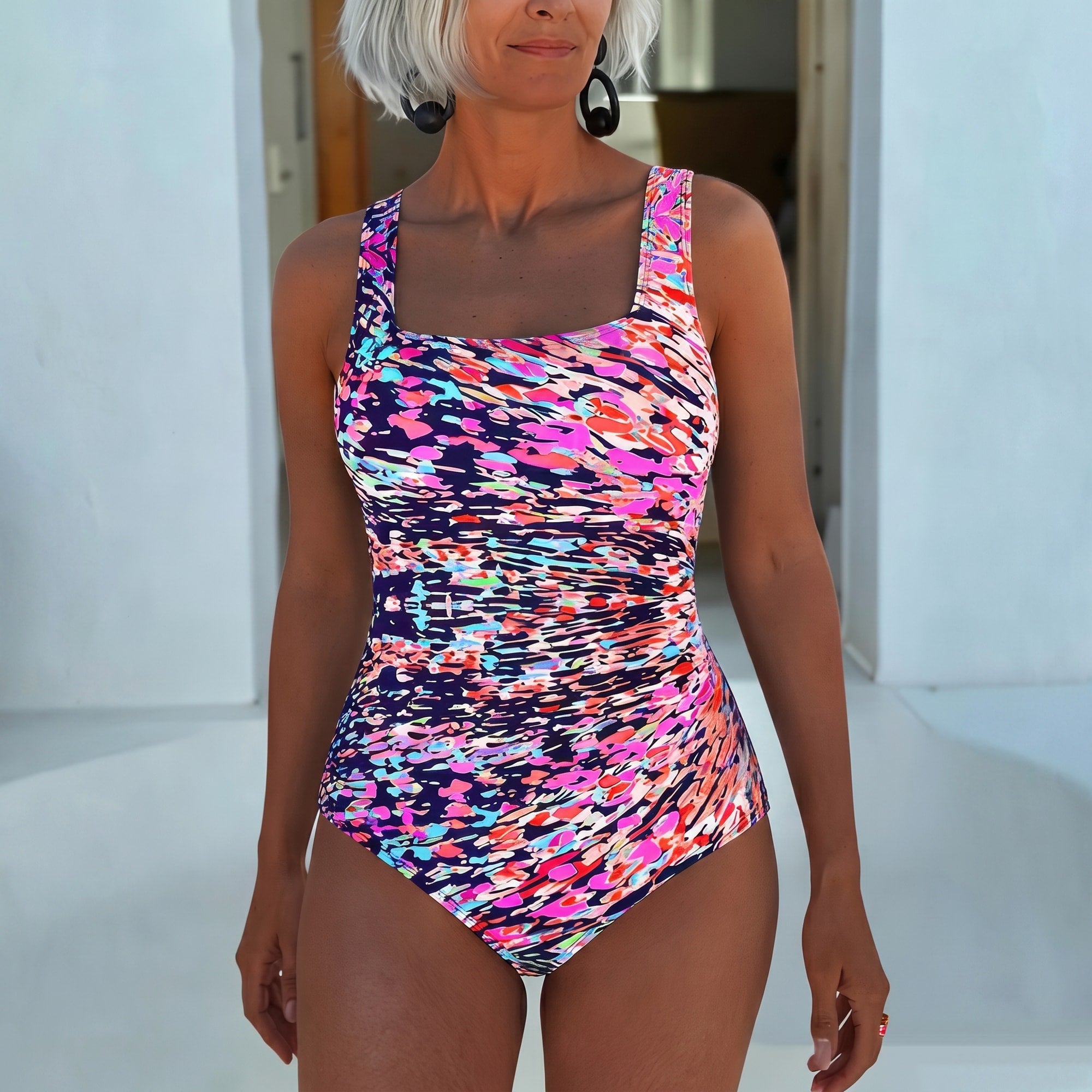 Printed Swimsuit Pink, photo studio