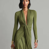 Sophie | Draped V-Neck Maxi Dress
