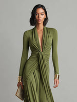 Sophie | Draped V-Neck Maxi Dress