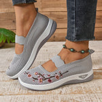 Leona | Orthopaedic Embroidered Knit Slip-Ons with an Instep Strap