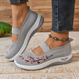Leona | Orthopaedic Embroidered Knit Slip-Ons with an Instep Strap