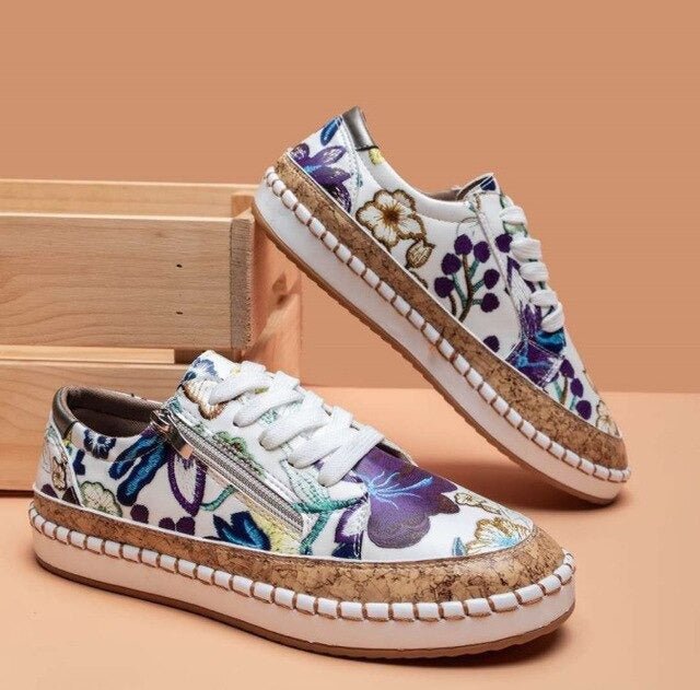 Oluchi Floral Orthopedic Zipper Sneakers Floral, photo studio