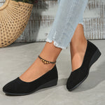 Sarah | Low Wedge Ballet Flats with a Rounded Toe