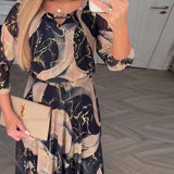 Fenella | Elegant Marble Print Maxi Dress