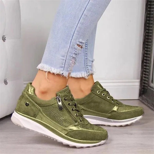 Gabri Zip-Up Orthopedic Sneakers Green, photo studio