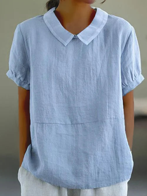 Arabelle | Simple Collared Shirt Blue, studio photo