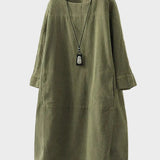 Ella | Relaxed Fine Corduroy Midi Dress