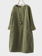 Ella | Relaxed Long-Sleeve Midi Dress with Pockets