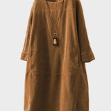 Ella | Relaxed Fine Corduroy Midi Dress
