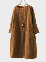 Ella | Relaxed Fine Corduroy Midi Dress