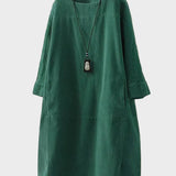 Ella | Relaxed Fine Corduroy Midi Dress