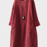 Ella | Relaxed Fine Corduroy Midi Dress