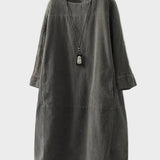 Ella | Relaxed Fine Corduroy Midi Dress