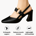 Bella | Pointed Slingbacks with a Block Heel and Bow Strap