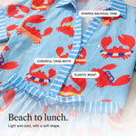 Bellerose | Crab Print Shirt and Shorts Set with Striped Trim