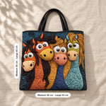 Bernadette | Quilted Tote Bag with Four Cheeky Horses