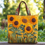 Bertrade | Quilted Tote Bag with a Field of Sunflowers