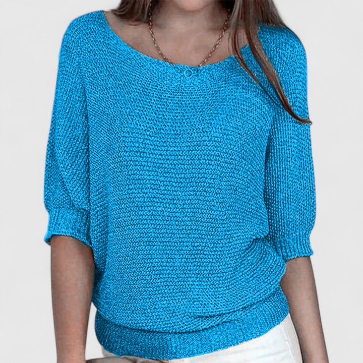 Purple Three-Quarter Sleeve Jumper Sky Blue, studio photo