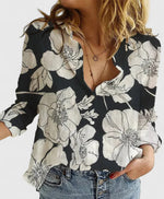 Angelina | Open-Collar Long-Sleeve Shirt