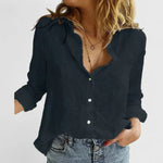 Angelina | Open-Collar Long-Sleeve Shirt
