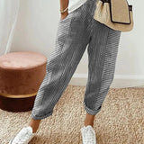 Rylie | Pinstripe Trousers with Rolled Cuffs