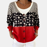 Black and Red Graphic Cardigan