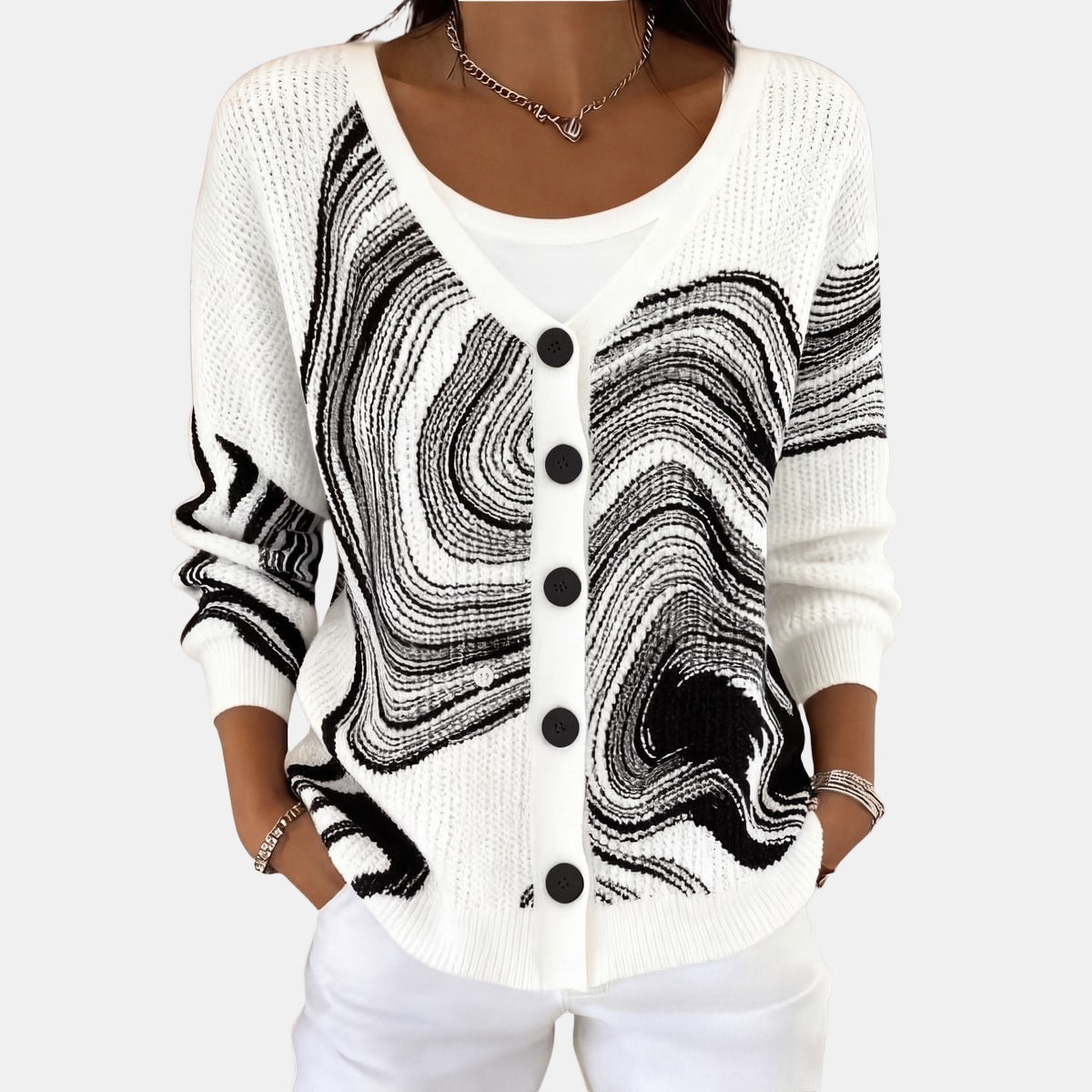 Black and White Wave Cardigan