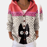 Black Cat Hooded Cardigan